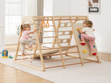 9-in-1 Slide and Climbing Wall for Toddlers 3, Wooden Indoor Play Structure, Heavy Duty 176 lbs W1422P474541