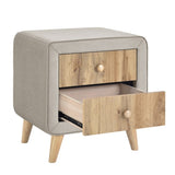 ZUN Upholstered Wooden Nightstand 2 Drawers,Fully Assembled Except Legs and Handles,Bedside Table 17604880