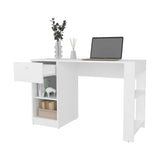 ZUN Sun City Computer Desk with a Drawer and Open Storage, White B128P263729