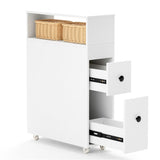 Slim White Bathroom Storage Cabinet , 2 Drawers 25668239