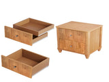 Fluted Nightstand, 21.65" Wide Side Table with 3 Drawers, Mid Century Modern Wood NightStand with W1716P409479
