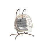 ZUN 2 Person Outdoor Rattan Hanging Chair Patio Wicker Egg Chair W874P146262