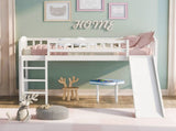 Twin size Loft Bed with Slide and Ladder, White 64080717
