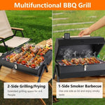 ZUN Portable Charcoal Two Side Small BBQ Folding Outdoor Stove Barbecue Smoker with 1Pc 22774928