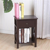 Nightstand Modern End Table, Side Table with 1 Drawer and Storage Shelf, Brown 91530705