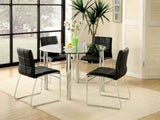 Black Color Leatherette 2pcs Dining Chairs Chrome Metal Legs Dining Room Side Chairs B011136662