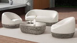 Willow 40.5" Oval Woven Patio Coffee Table, Light Beige Olefin B2719P245998