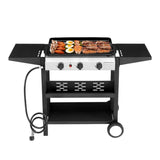 3-Burner Flat Top Gas Griddle Cooking Station with Ceramic Coated Cast Iron Pan, 30,000 BTU Propane 71079370