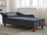 Black Chaise Lounge Indoor,Velvet Lounge Chair for Bedroom with Storage & Pillow,Modern Upholstered W1170100898