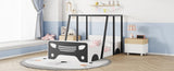 ZUN Twin Size Car-shaped Bed with Roof,Wooden Twin Floor Bed with wheels and door Design,Montessori 07290986