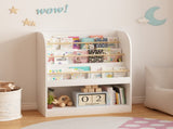 3-Tier Scalloped Bookshelf, Bookcase for Toddlers, Wooden Book Shelf Organizer Display Furniture for 76288871