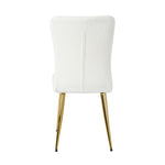 ZUN Modern White teddy wool dining chair, upholstered chair with fabric accent side chair with W210127517