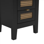 ZUN Wooden Nightstands Set of 2 with Rattan-Woven Surfaces and Three Drawers, Exquisite Elegance with WF318538AAB