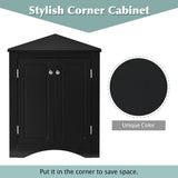 Black Triangle Bathroom Storage Cabinet with Adjustable Shelves, Freestanding Floor Cabinet for Home 62126568