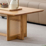 Chinese style log wind Imitation rattan tea table rectangular solid wood coffee table small family W115191494