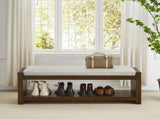 47" Accent Bench with Lower Shelf Shoe Rack, Padded Seating Bench for Living Room, Modern Compact W2186P292100