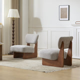 Modern Lounge Chair with Polyester Upholstery, Sturdy Wood Base With Walnut Finish, N767P241702L