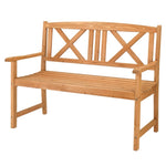 ZUN 117*61*90cm Outdoor Garden Fir X Back Wooden Bench Burlywood 60494295