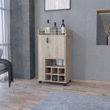 Farson Bar Cart with 2-Side Shelf, 6-Built In Wine Rack and Casters B128P176136