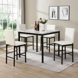 White Counter Height Chairs 4pc Set Black Metal Frame Casual Dining Room Furniture Faux Leather B011133383