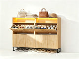 () 4-Compartment Flip-Up Drawer Shoe Cabinet with Grilles and 2 Drawers LED 19063139