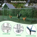 ZUN 10x3FT Metal Chicken Coop Run Backyard Hen House Poultry Habitat Cage w/Cover W2505P151984