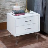 ZUN 2 Drawers Nightstand with Metal Legs, White B016P253805