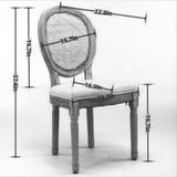 A&A Furniture,French Style Solid Wood Frame Antique Painting Linen Fabric Rattan Back Dining W1143141069