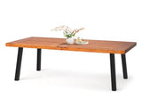 6-Person Indoor Outdoor Poplar Dining Table, Picnic Table with Powder-Coated Steel Legs, Teak 44017215