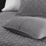 3 Piece Velvet Quilt Set Grey Full/Queen B03597475