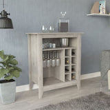 Essential Bar Cabinet, One Open Shelf, Six Built-in Wine Rack, One Drawer -Light Gray B07091858
