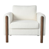Oversized Accent Chair, Upholstered Living Room Chairs Single Sofa Chair with Walnut Legs, Curved N765P189679W