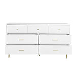 ZUN Seven Drawers Large Chest of Drawer Cabinet with Golden Handle and Golden Legs White Color 69237500