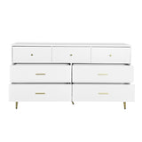 ZUN Seven Drawers Large Chest of Drawer Cabinet with Golden Handle and Golden Legs White Color 69237500