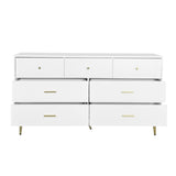Seven Drawers Large Chest of Drawer Cabinet with Golden Handle and Golden Legs White Color 69237500