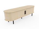 Oak Color Embossed Particle Board TV Stand, Oval Tabletop 1473558cm, Modern Entertainment Center 31438079