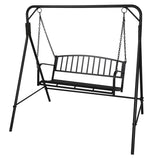 ZUN 176*128*180cm Flat Top 250kg Garden Iron Swing Frame Black （ONLY frame） 76269217