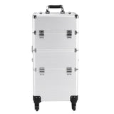 ZUN 3 in 1 Aluminum Cosmetic Makeup Case Tattoo Box Silver 05913846