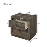 ZUN Farmhouse Style 2 Drawers Nightstand End Table for Bedroom, Living Room, Rustic Brown WF316109AAD