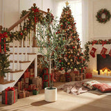 5ft Christmas Tree with White Planter Natural Fake Tree Indoor Holiday Decor Easy Care 93474804