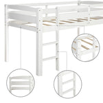 ZUN Twin Wood Loft Bed Low Loft Beds with Ladder,Twin,White WF286816AAK