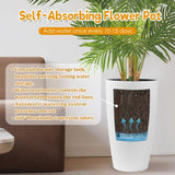 Set of 2 Faux Rattan Tall Planters Outdoor Indoor Large Planters with Water Level Monitor Inner W3213P311467