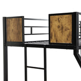 Twin Over FULL Metal Bunk Bed with 2 - Side Ladder and Full-Length Guardrail, No Box Spring Needed, W311133413