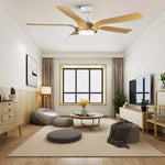 ZUN Smart 56" Integrated LED Ceiling Fan with Antique Wood in Floral Shape W1367121895