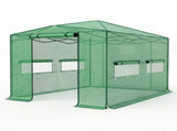 8*12ft Plastic Sprayed Iron Pipe PE Mesh Foldable Greenhouse Shed Green 81805436