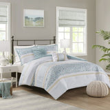 King/Cal King 5 Piece Seersucker Comforter Set with Throw Pillows B035128847