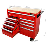 9 DRAWERS MULTIFUNCTIONAL TOOL CART WITH WHEELS AND WOODEN TOP W1102139230