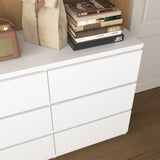 ZUN White 9 Drawer Cabinet for Bedroom, Wide Modern Chest of Drawers No Handles Design, Wood Storage W409P225882