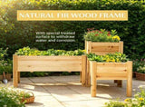 Set of 3 Natural Wooden Elevated Planter Boxes with Legs & Liner for Vegetables, Herbs & Flowers 36918685