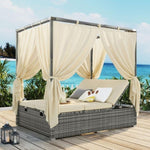 ZUN Adjustable Sun Bed With Curtain,High Comfort,With 3 Colors 26515541